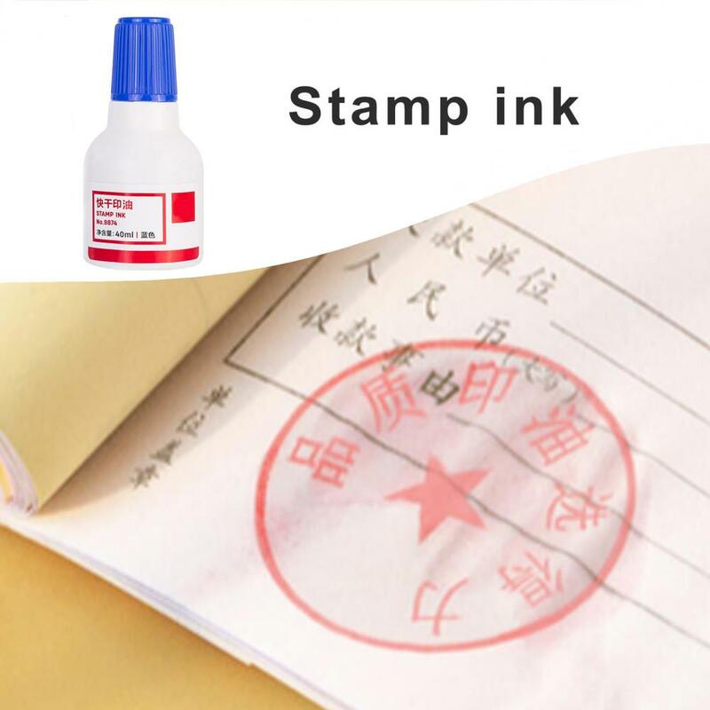 Tinta de sello fácil de usar, almohadilla de sello vibrante de secado rápido, recarga de tinta para el hogar, la escuela, la Oficina, larga duración, 40ml
