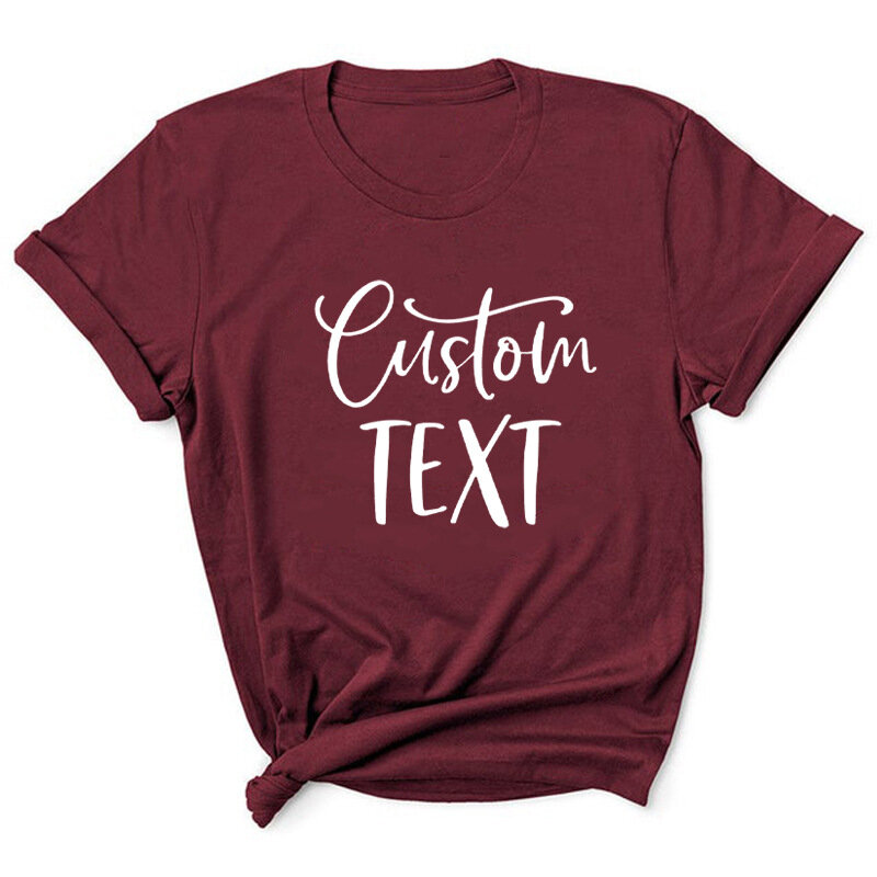 Camiseta con estampado de letras y texto personalizado para Mujer, Camiseta holgada de manga corta con cuello redondo, ropa para Mujer