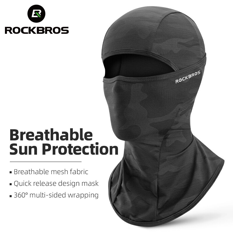 ROCKBROS-Máscara de Ciclismo de cara completa, protección UV, pasamontañas de verano, sombrero, bufanda de bicicleta de carretera, equipo transpirable para exteriores