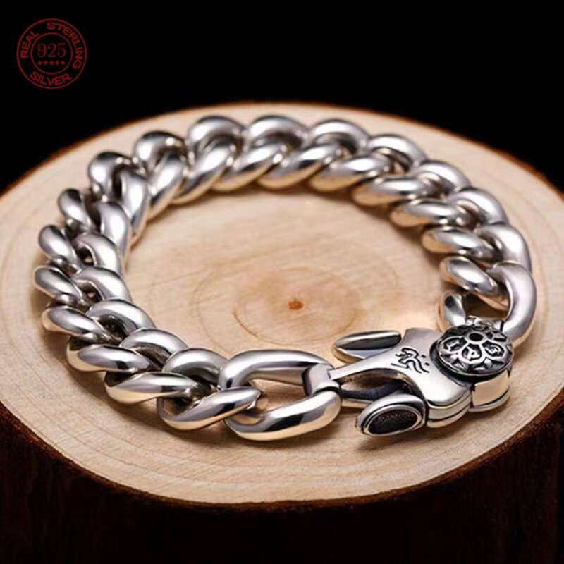 European and American style retro simple 13.5mm heavy men's bracelet lovers hip hop street hipster personality jewelry jewelry
