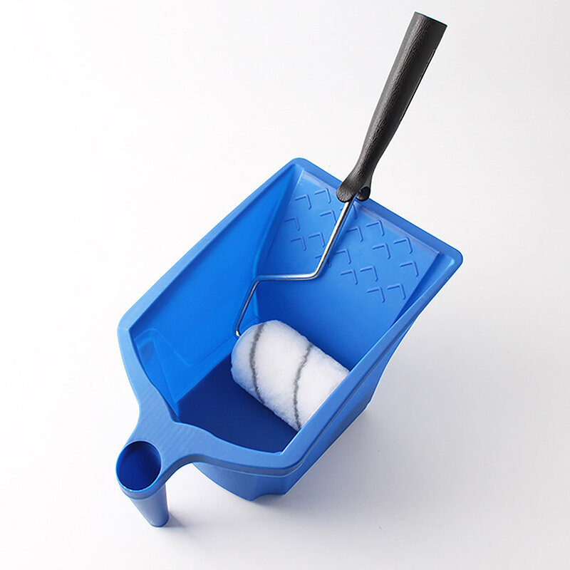 1 Stuks Rolborstel Holding Verf Cup Nieuw Materiaal Handig Constructie Blauw Plastic Verf Lade Verf Gereedschapset Groothandel