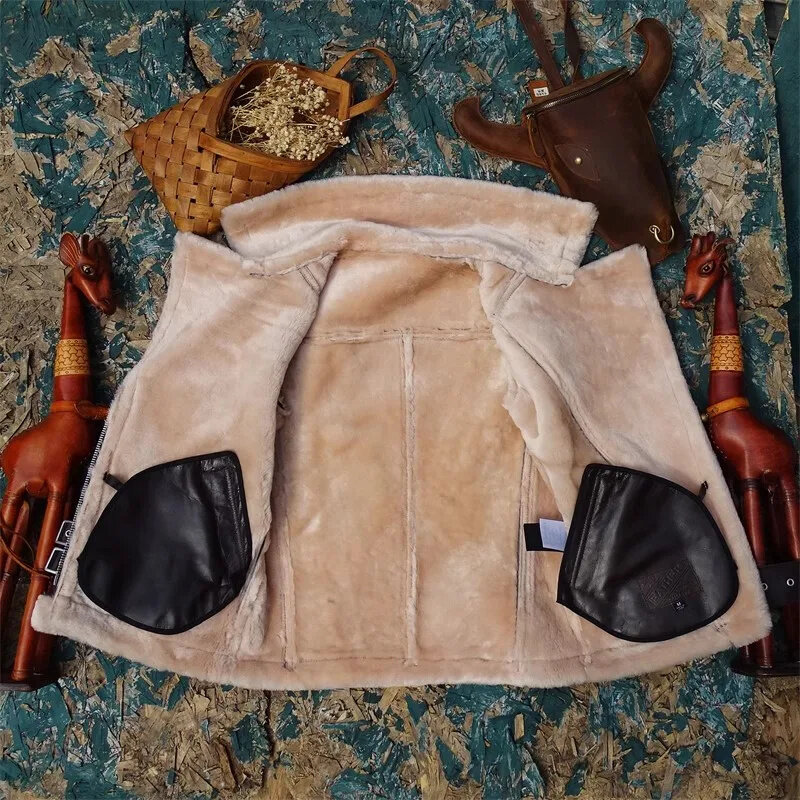 여성용 진짜 가죽 재킷, 여성용 진짜 모피, 겨울 따뜻한 100% 전단 코트, 천연 양피, 울 천, 무료 배송