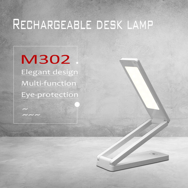 Lampe de table LED pliante avec batterie aste, lampe de bureau LED portable, USB, intensité variable