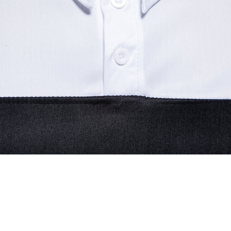 HDDHDHH-Camiseta con solapa estampada para hombre, Polo clásico blanco y negro de manga larga, Top informal de primavera y otoño, novedad