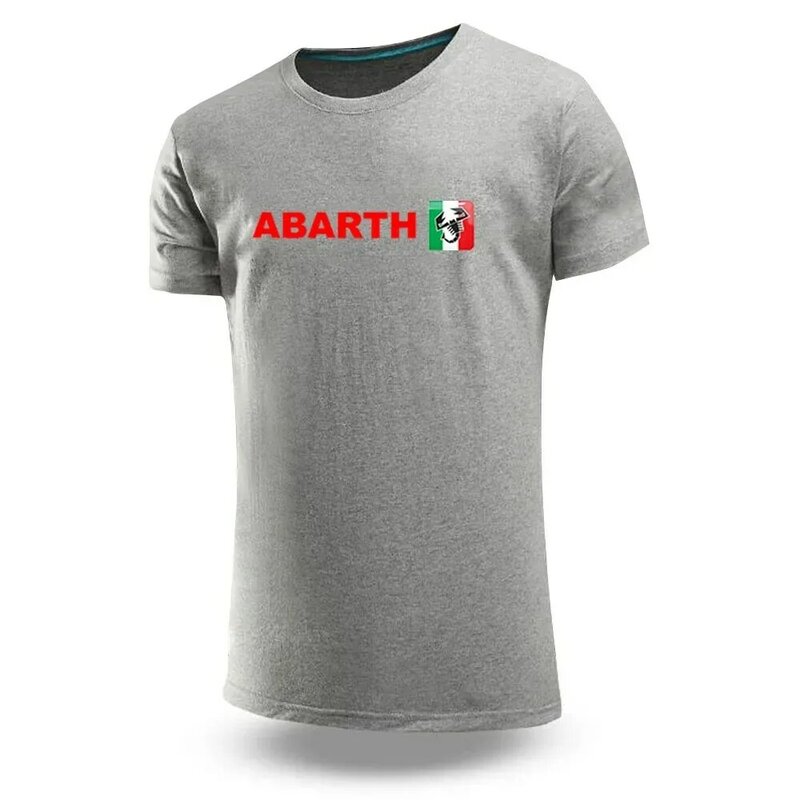 2024 Abarth 남성 브랜드 일반 반팔 티셔츠, 면 단색 인쇄 패션, 다목적 스트리트웨어, 여름