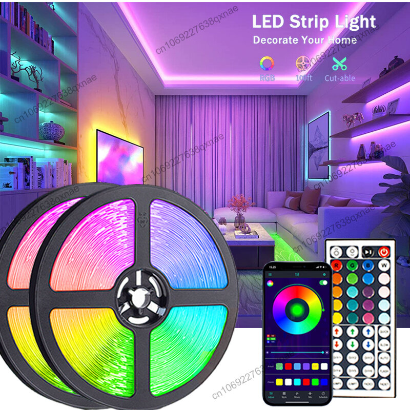 Bande lumineuse LED RVB pour chambre TV, bande lumineuse LED, USB, Bluetooth, jeu, néon, décoration de Noël, 10m, 20m