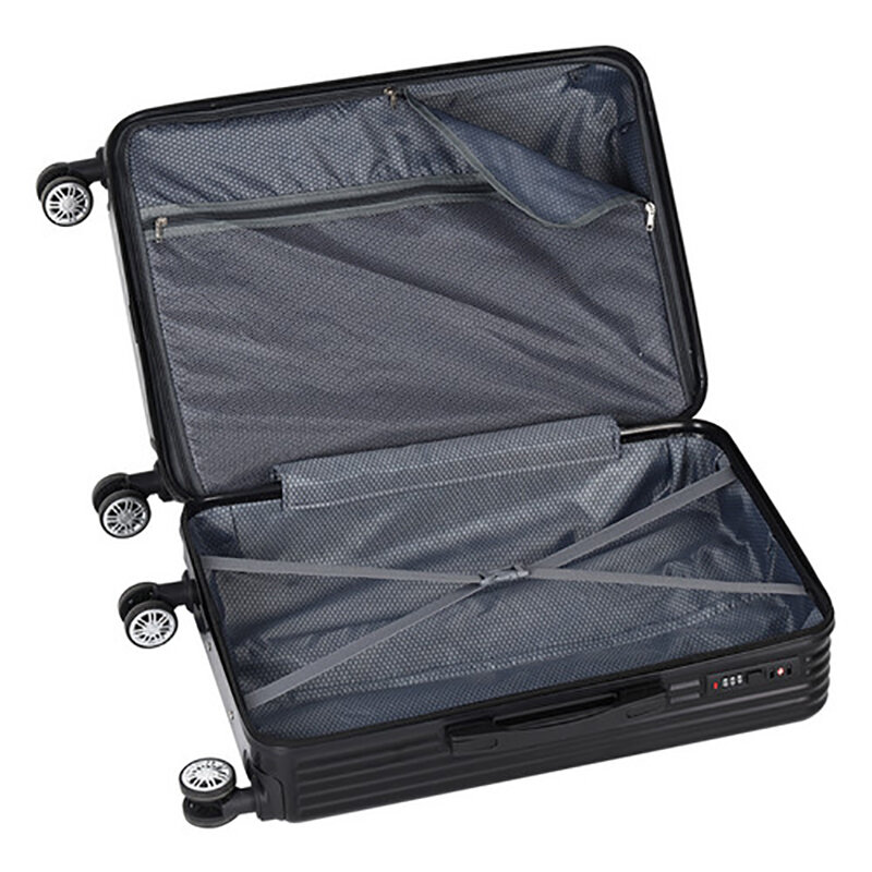 เซตกระเป๋าเดินทางสีดำ3ชิ้นกระเป๋าเดินทางกระเป๋าเครื่องสำอางสำหรับเด็กกระเป๋าเดินทางแบบล้อลาก