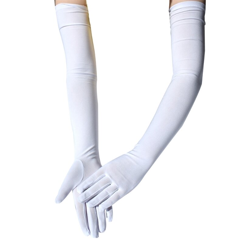 Женские перчатки для оперного шоу с длинными рукавами, эластичные этикетные перчатки длиной до локтя