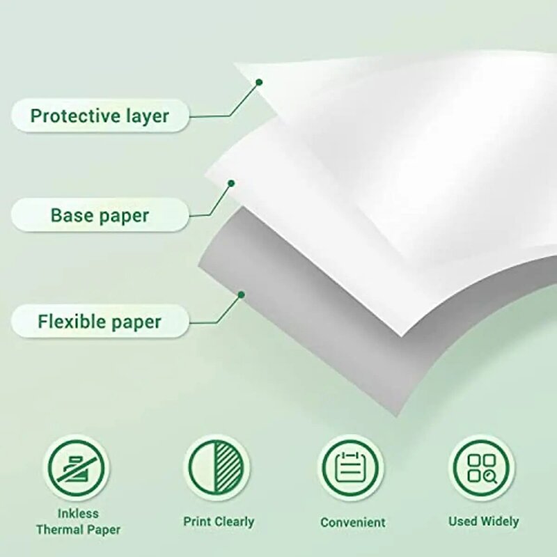 Phomemo-サーマルプリンター用の粘着性の白い感熱紙,4.3 "(110mm),ポータブルサーマルプリンター用の白色感熱紙m04s/m04as