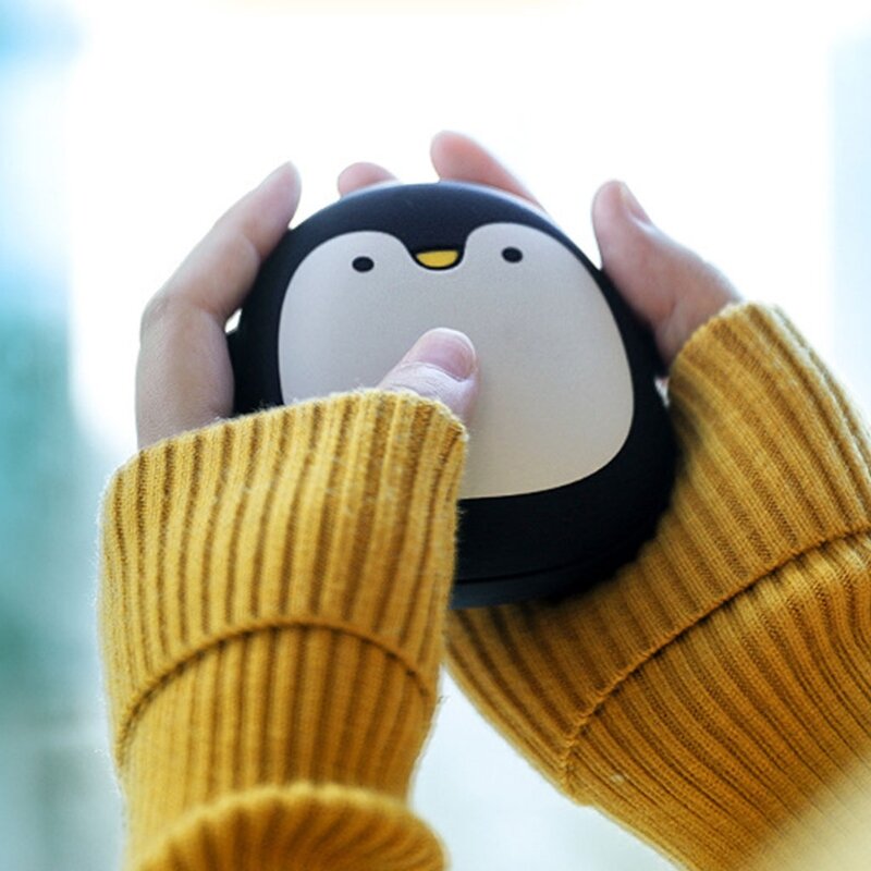 CPDD かわいい漫画ペンギンシロクマ電気カイロ USB 充電式両面加熱ポケット電源銀行ウォーマー