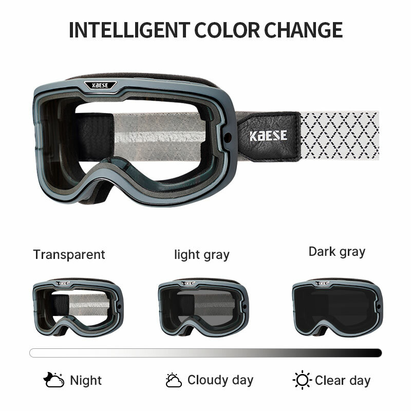 Motorcyle Open Face Goggle com lentes fotocromáticas, antifog Double Len para homens, dia claro, Len fumado, novo design