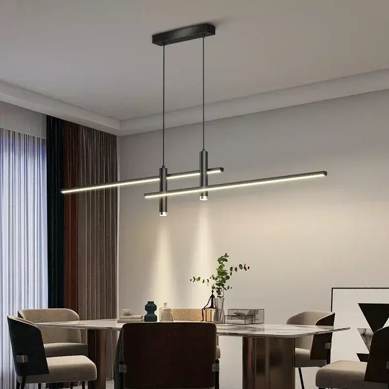 Modern LED Pendant Light, Alumínio Suspensão Lustre, Luminária, Tira Longa, Sala de Estar, Mesa de Jantar, Quarto