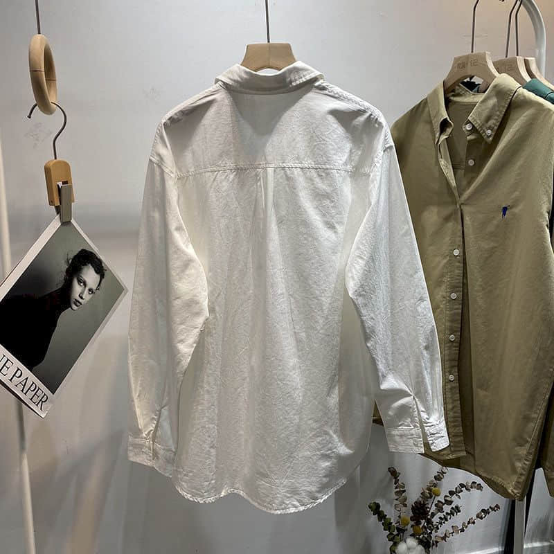 Blusa extragrande de peito único para mulheres, camisas vintage, manga comprida, gola polo sólida, tops casuais, estilo coreano, 1 pc