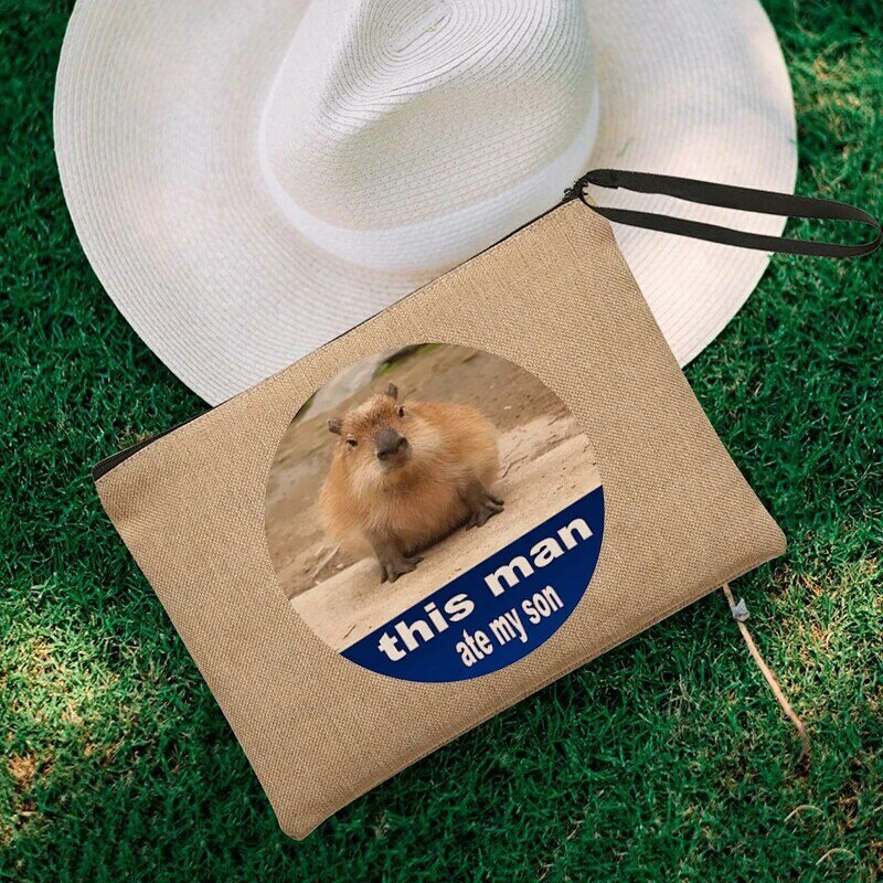Capybara-estuche de cosméticos con patrón para mujer, bolsas de maquillaje, bolsa de lápiz labial informal, bolsas de aseo pequeñas con cremallera, organizador de cosméticos, bolsa de maquillaje