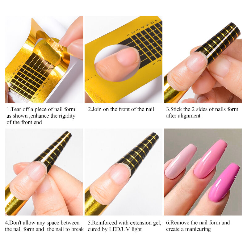 1 Pack French Nail Form Tips Acrylic UV Gel Extension Curl Form Extension Nail Tool Gel Sticker Art Guide Mold Manicure Stencil