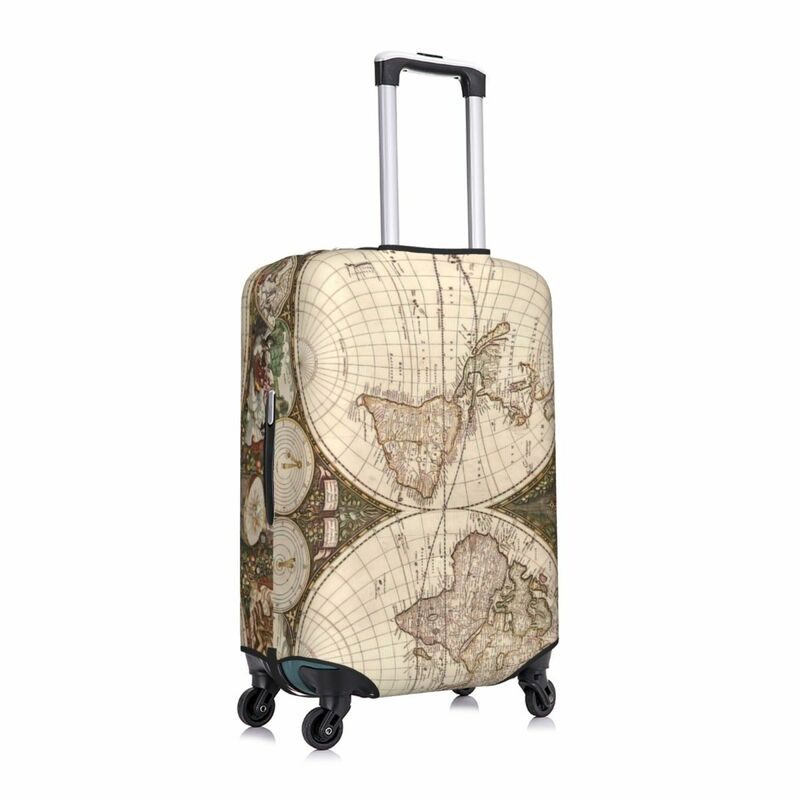 Fundas protectoras de equipaje con estampado de mapa del mundo, cubiertas antipolvo elásticas e impermeables para maletas de 18 a 32 pulgadas, accesorios de viaje