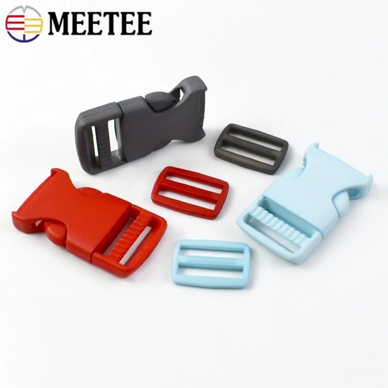 5/10/20Sets Plastic Release Closure Buckle For Strap Backpack Belt Ring Clasp Webbing Tri-Glide Slider Hooks Sewing Accessories
