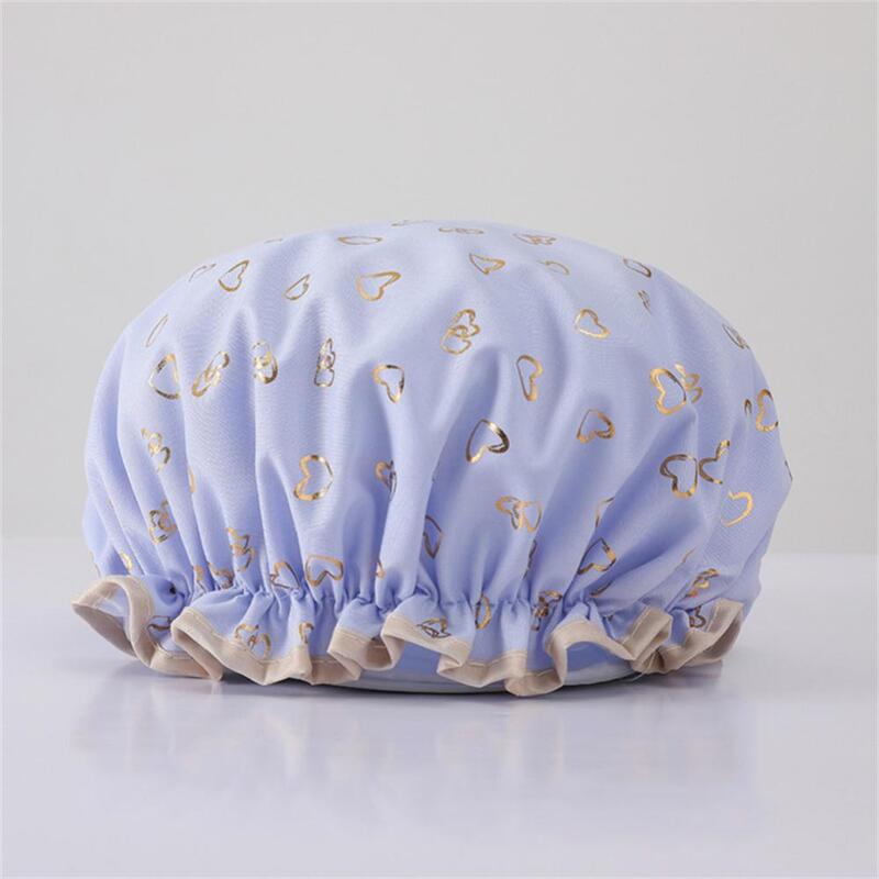 Shower Double-layer Waterproof Cpe Polyester Cotton Home Nightcap Women's Stretchable Gilded Printing Polyester Cotton Peva