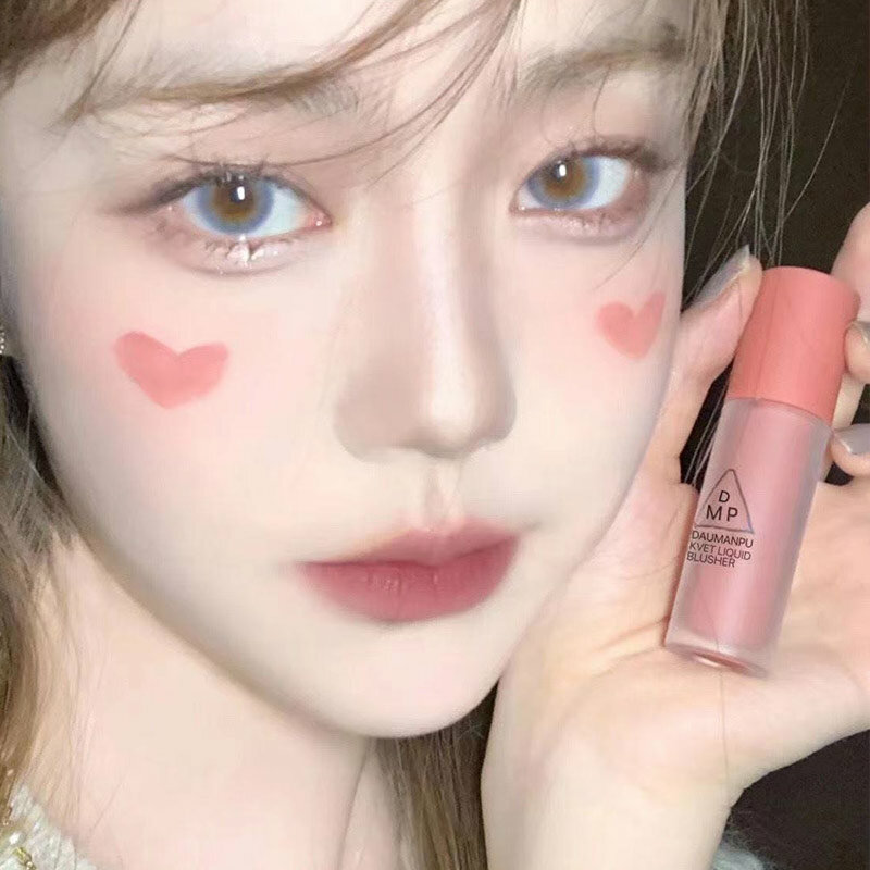 Blush líquido de veludo fosco para mulheres, pigmento facial impermeável, blush duradouro, marca-texto natural, fácil de usar, maquiagem coreana