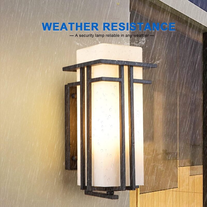 Outdoor Wall Light, Waterproof Wall Lantern Exterior Light Fixture, Metal Frame with Frosted Glass, Large Outdoor Wall Light