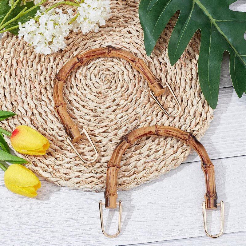 U-Shaped Purse Handles Replacement Imitation Bamboo Bag Handles For Crochet Bag Beach Bag Straw Bag DIY Bags Accessories