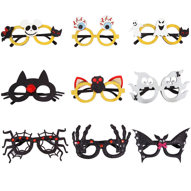 2 buah kacamata Halloween anak-anak laba-laba hantu kacamata lucu perlengkapan dekorasi pesta merasa kacamata Halloween alat peraga