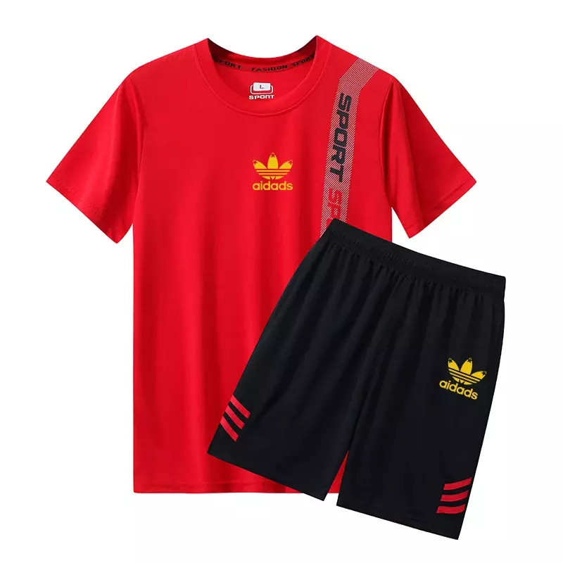 Zomersets Heren Mode T-Shirt + Shorts 2-delige Trainingspak Kleding Heren Sneldrogend Ademend Sport T-Shirt Sportkleding Set