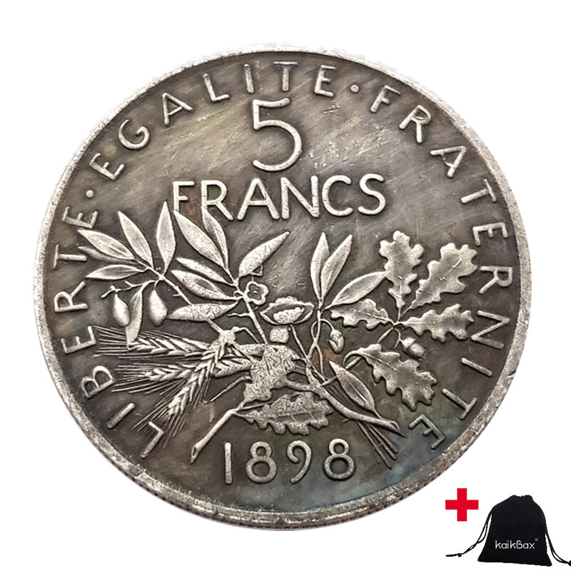Koin seni pasangan kerajaan Prancis, setengah dolar 1898 mewah/koin keputusan kelab malam/koin peringatan keberuntungan + tas hadiah