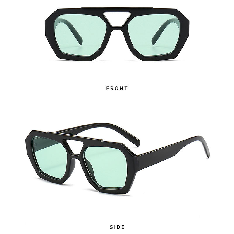Gafas de sol polarizadas Vintage para hombre y mujer, lentes de sol cuadradas con doble puente, con caja