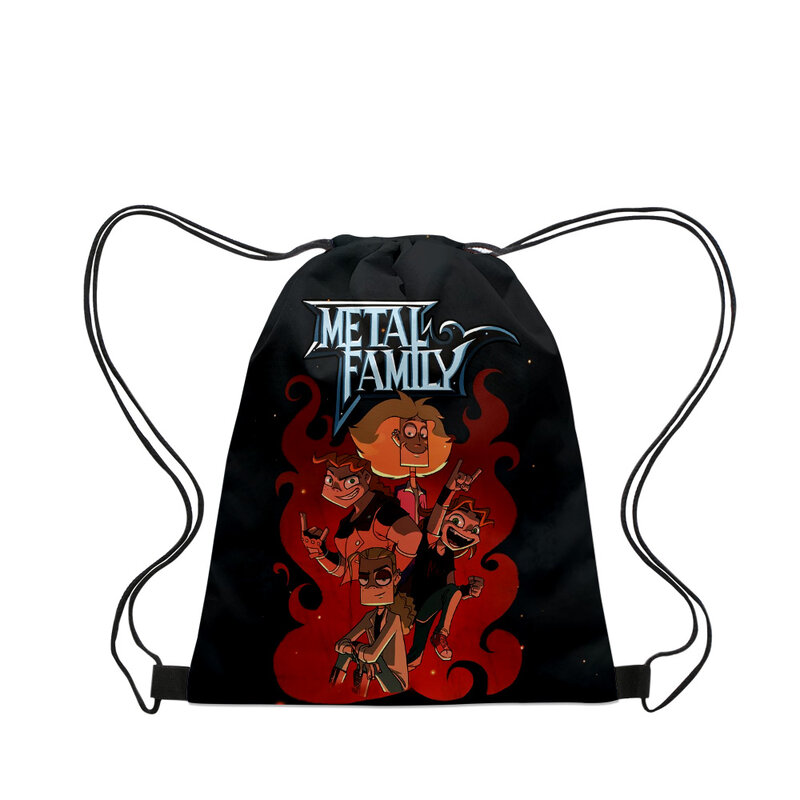 Metal Family Cartoon 2023 New Handbags Cloth Canvas Drawstring Bag Women Men Leisure Bags