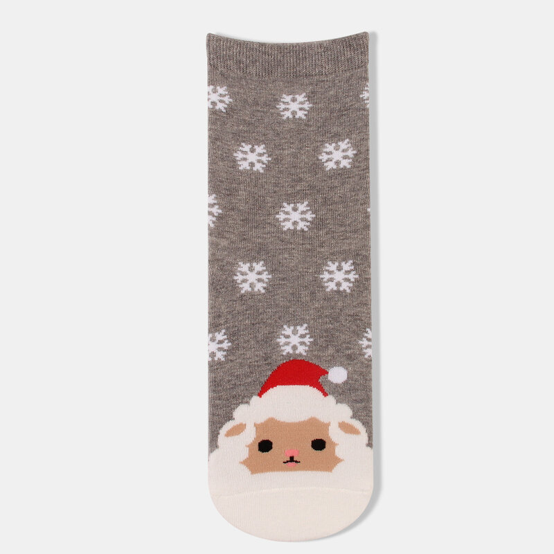 Новогодние рождественские короткие носки для мужчин и женщин, хлопковые осенне-зимние короткие носки с милым рождественским рисунком
