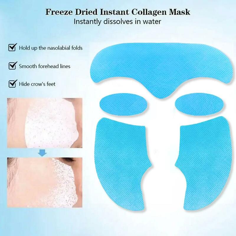 5x Set di maschere al collagene rughe Anti-età maschera facciale solubile in carta adesivo per guance della pelle del viso Patch sulla fronte Patch Smile Lines Patch