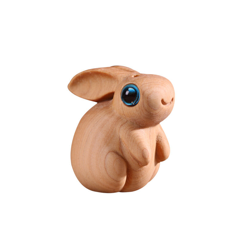 LLavero de conejo colgante para coche, accesorios de madera para mochila, regalo, figuritas de conejo, 1 piezas