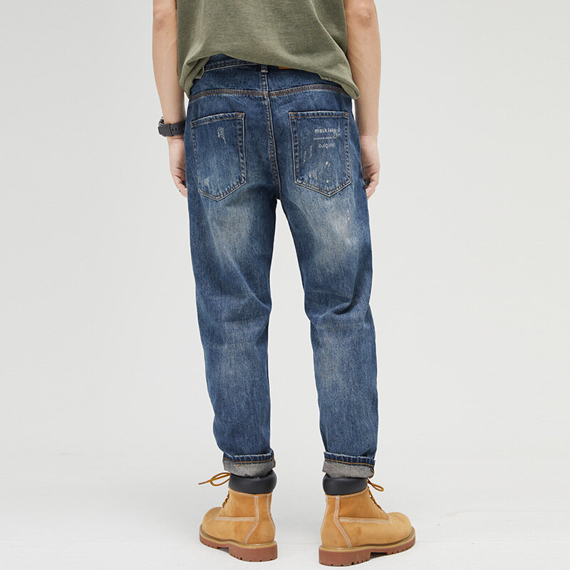 Celana Panjang Katun Kasual Pria Musim Dingin dan Musim Gugur Baru 2022 Jeans Pria Tahan Angin Fashion