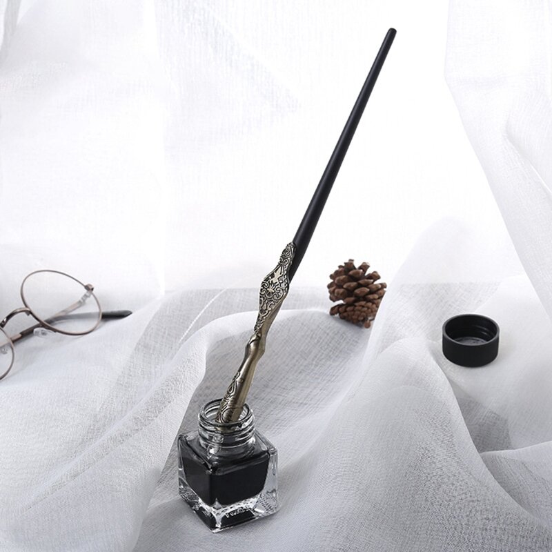 OFBK Изысканная ручка для каллиграфии, антикварная металлическая ручка, свадебные принадлежности для женщин и мужчин