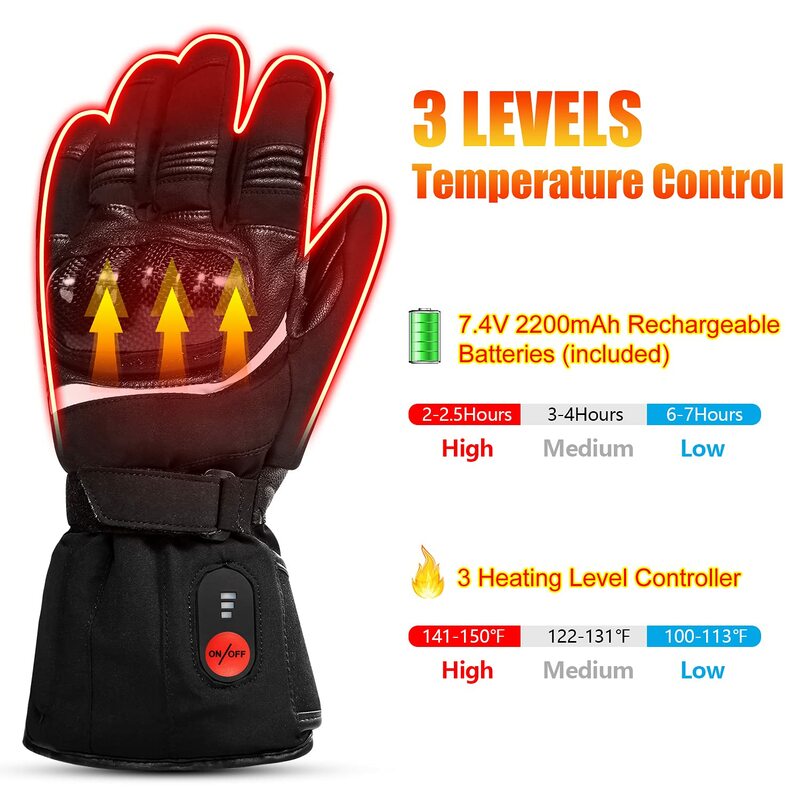 Outdoor Cycling Hiking Hunting Camping Winter Men's Ladies Rechargeable Electric Heated Ski Gloves
