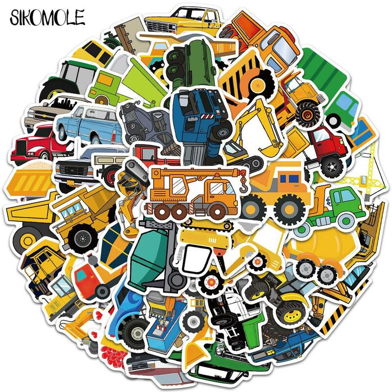 10/30/50Pcs Leuke Kinderen Cartoon Auto Truck Stickers Kawaii Diy Skateboard Laptop Motor Graffiti Sticker decals Kids Speelgoed F5