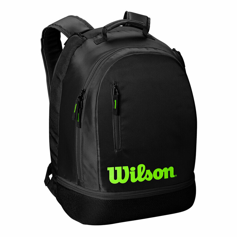 Wilson Back Zippered Team Backpack Zipper Bloqueável, Compartimento Individual de Sapato, Compartimento de Raquete para até 2 Raquetes