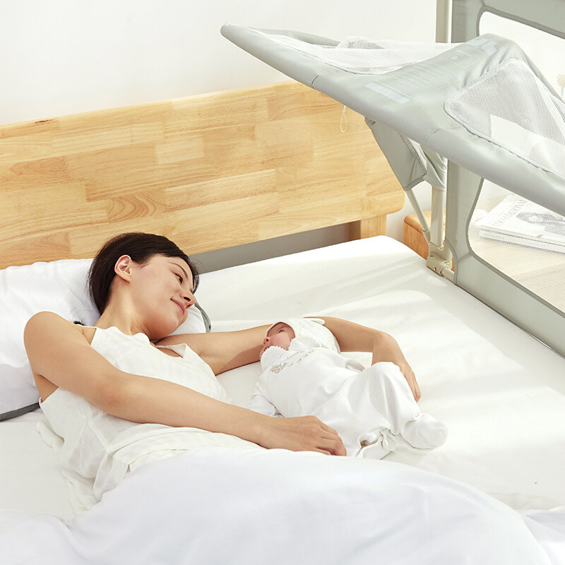 Imbaby เตียงป้องกันยกความปลอดภัยของเด็กแบบ3 in 1, รางเตียงนอนแบบพกพาเตียงเด็ก3 in 1สำหรับรังนกทารก