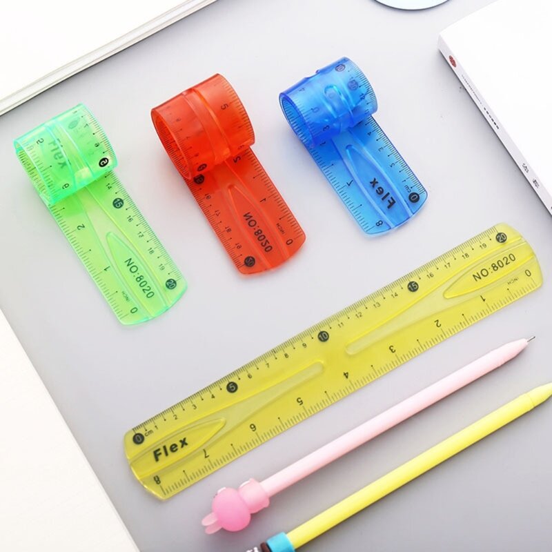 2Pcs Shatterproof Soft Bendable Ruler for School Classroom Office Kids & Adults