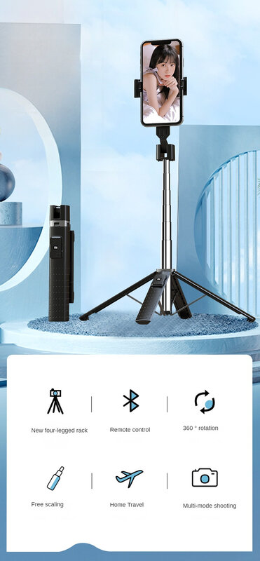 Bluetooth自撮り棒,ワイヤレス,リモコン付き,電話ブラケット,1メートルの高さ,4コーナーサポート,売れ筋