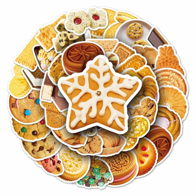 10/30/50PCS Mixed Biscuits Cookies Stickers DIY Fridge Phone Suitcase Scrapbook Travel Food Sticker PVC Decals Kids Toy Gift