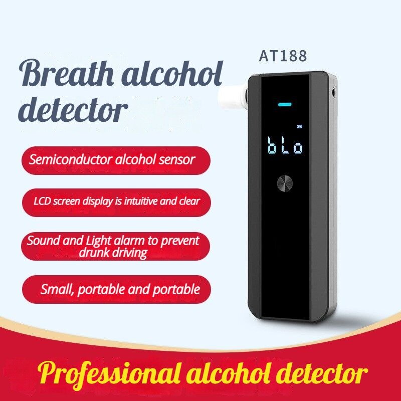 AT188S Tester alkohol Digital Breathalyzer, tes mengemudi mabuk, penggunaan pribadi portabel alkohol