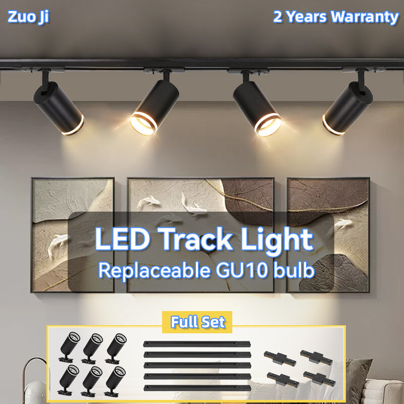 Track Light Spotlight GU10 Replaceable Bulb Led Ceiling Lighting 110-265V Track Lamp Rail Lighting for Living Room Shop Kitchen