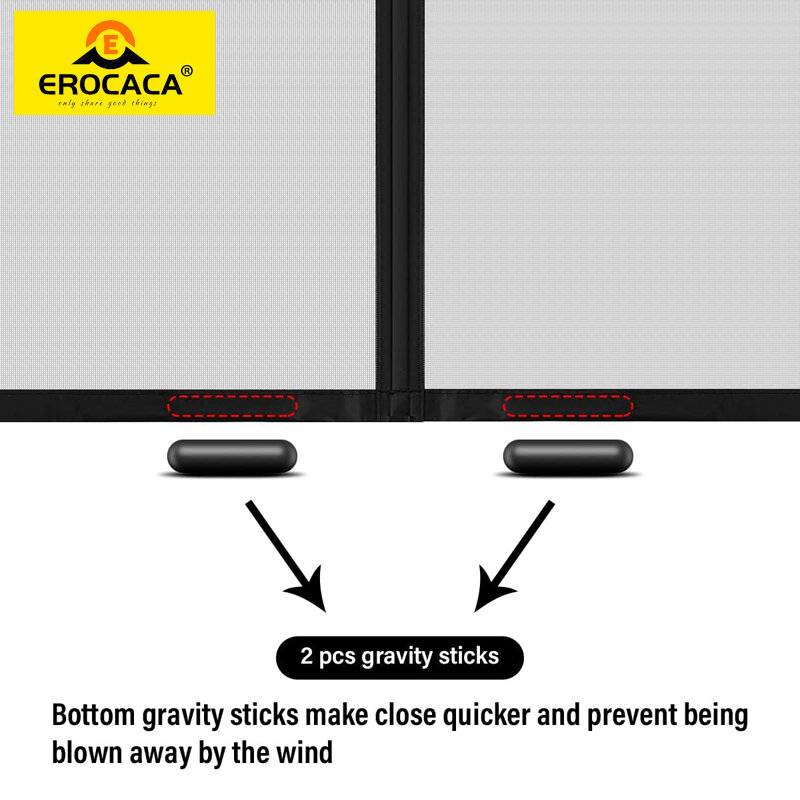 EROCACA-Filet magnétique gris pour porte, taille personnalisée, écran de rideau, arrêt automatique