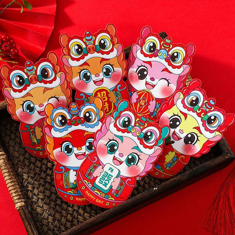 6 pz 2024 l'anno del drago capodanno cinese Lucky Money Bag pacchetti rossi Festival di primavera buste rosse decorazioni per l'anno lunare