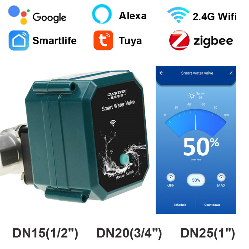 Tuya Wifi Wasser ventil Absperr wasser rate 0% bis ZigBee Kugel hahn Garten Smart Wasserhahn Automatisierung Controller Home Assistant
