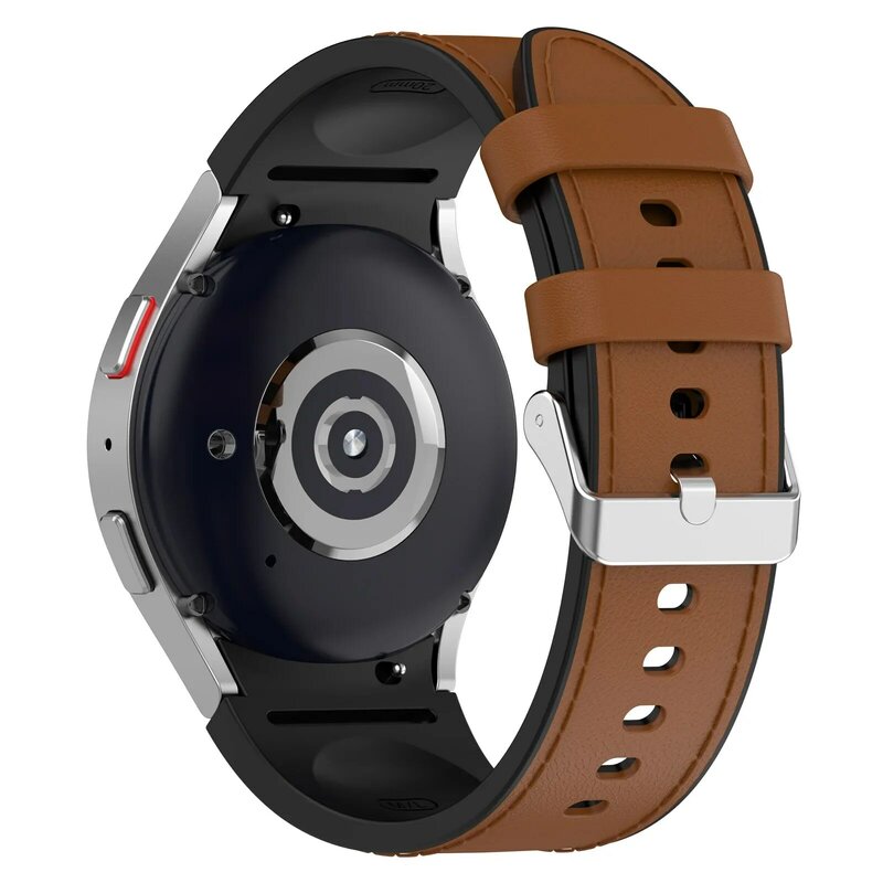 Tali silikon kulit untuk jam Samsung, tali silikon kulit untuk jam Samsung 6/5/4 40 44mm 4/6 Klasik 42 43mm 46 47mm, tali kulit Grain untuk Galaxy Watch 5pro 45mm