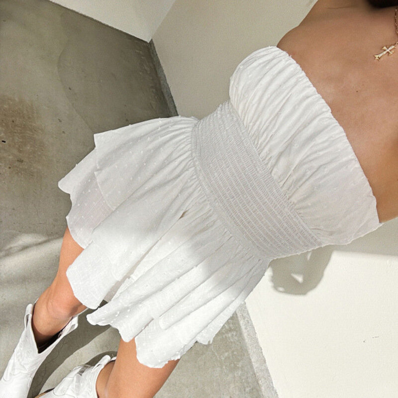 2024 Fashion Summer Corset Strapless Mini Dress Sexy Pleated Layered Dress Women Solid Short A Line Club Party Dresses Vestidos
