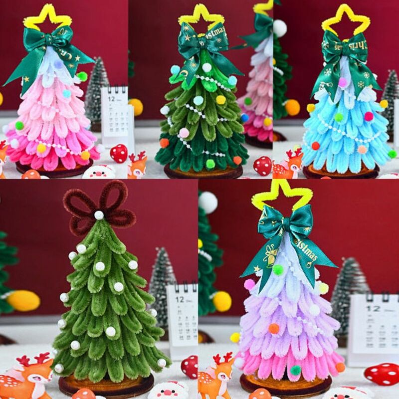 حزمة مواد شجرة عيد الميلاد المصنوعة يدويًا ، زينة عيد الميلاد ، مجموعة عصا ملتوية ، مشغولات يدوية للأطفال ، تصنعها بنفسك